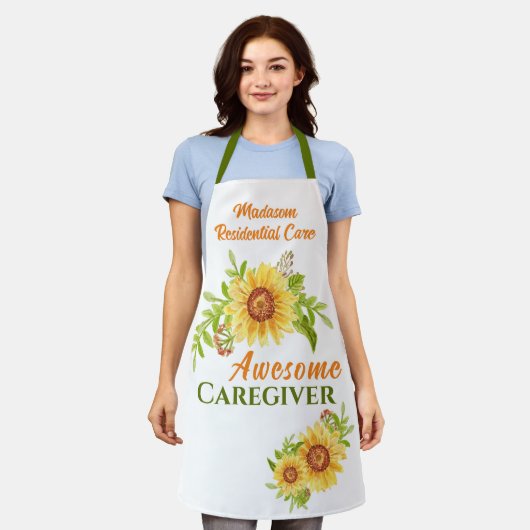 Business Floral Sunflower Caregiver Schort (Gedragen)