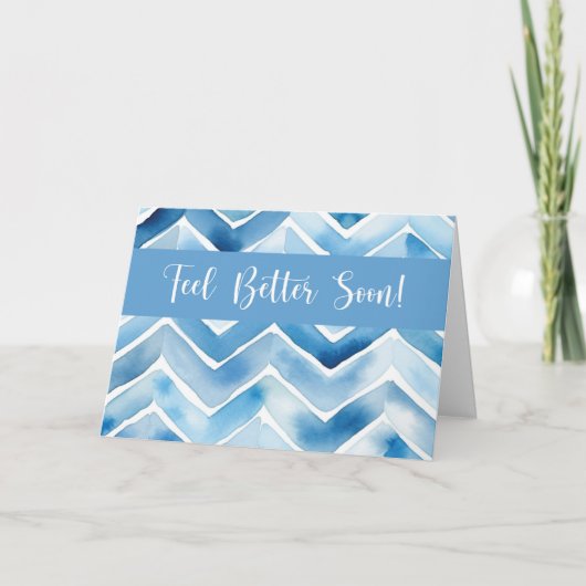 Business Get Well van Group Blue Chevron Pattern Kaart (Voorkant)
