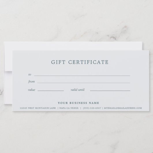 Business Gift Certificate Elegant Simple (Achterkant)