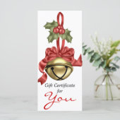 Business Gift Certificate Gold Bell Red Ribbon (Staand voorkant)