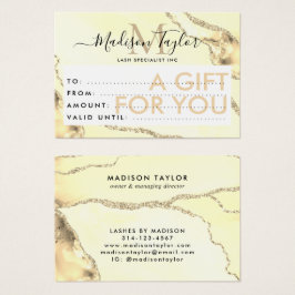 Business Gift Certificate Gold Glitter Agate Visitekaartje