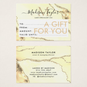 Business Gift Certificate Gold Glitter Agate Visitekaartje