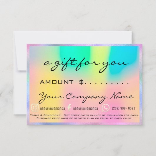 Business Gift Certificate Holograaf Unicorn (Voorkant)