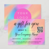 Business Gift Certificate Holograph Logo QR Code (Voorkant / Achterkant)