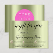 Business Gift Certificate Modern Social Green Logo (Voorkant / Achterkant)