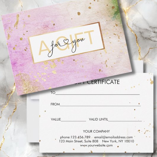 BUSINESS GIFT CERTIFICATE | Modern Watercolour