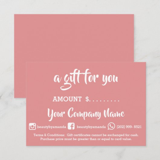Business Gift Certificate Online Shop Studio-Roos (Voorkant / Achterkant)