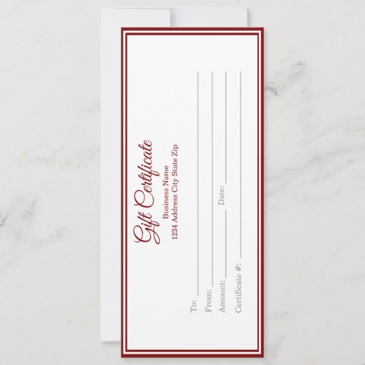 Business Gift Certificate - Printed Template (Voorkant)