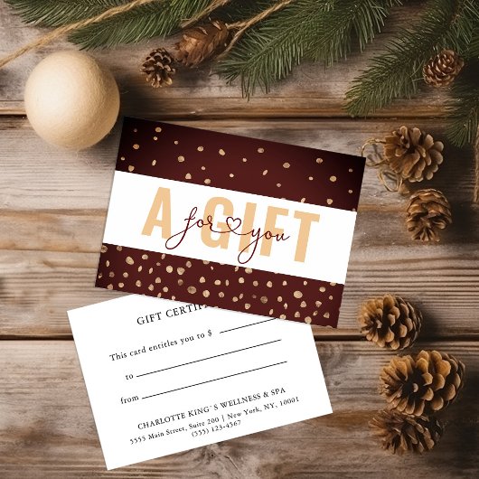 BUSINESS GIFT CERTIFICATE | Red Gold Dots