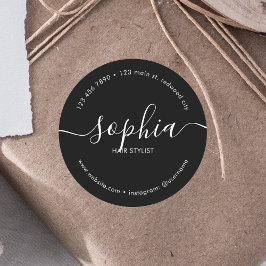 Business Girly Calligraphy Black Ronde Sticker