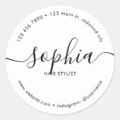 Business Girly Calligraphy White Ronde Sticker (Voorkant)