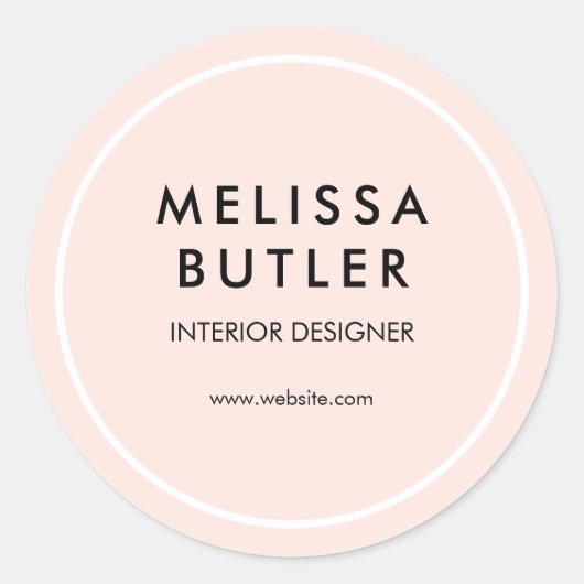 Business Girly Elegant Blush Pink Ronde Sticker (Voorkant)