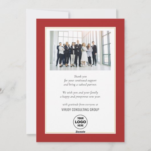 Business Gold 2025 Feestelijke Christmas Pine Boug Feestdagenkaart (Achterkant)