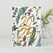 Business Gold 2025 Feestelijke Christmas Pine Boug Feestdagenkaart (Staand voorkant)