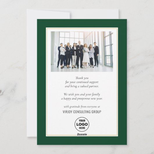 Business Gold 2025 Feestelijke Christmas Pine Boug Feestdagenkaart (Achterkant)