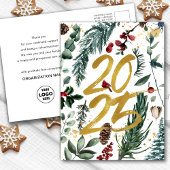 Business Gold 2025 Feestelijke Christmas Pine Boug Feestdagenkaart