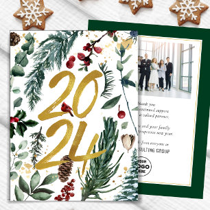 Business Gold 2025 Feestelijke Christmas Pine Boug Feestdagenkaart