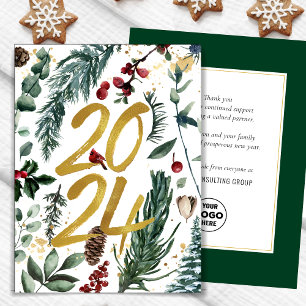 Business Gold 2025 Feestelijke Christmas Pine Boug Feestdagenkaart