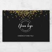 Business Gold Confetti Bedankt Custom logo Likeurfles Etiket (Enkel label)