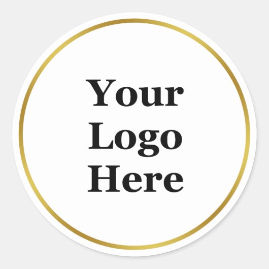 Business Gold en White Uw Logo hier Sjabloon Ronde Sticker (Voorkant)