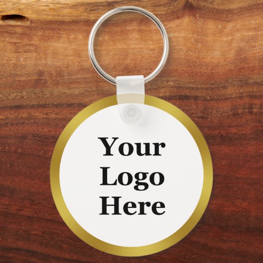 Business Gold en White Uw Logo hier Sjabloon Sleutelhanger (Voorkant)