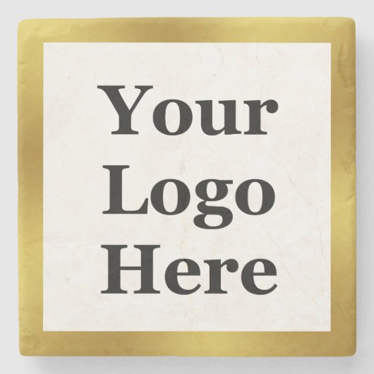 Business Gold en White Uw Logo hier Sjabloon Stenen Onderzetter (Voorkant)