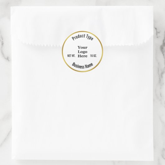 Business Gold en White Uw Logo Productlabel Ronde Sticker (Tas)
