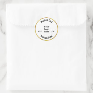 Business Gold en White Uw Logo Productlabel Ronde Sticker