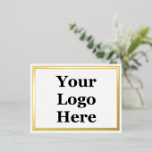 Business Gold White - Uw Logo hier, 2Sided Sjabloo Folie Uitnodiging Briefkaart (Staand Voorkant)