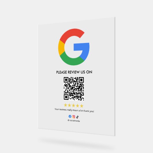Business Google Review Tabletop Sign l QR Code Acryl Bord (Hoek)