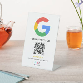 Business Google Review Tabletop Sign l QR Code Reclamebord Met Voetstuk
