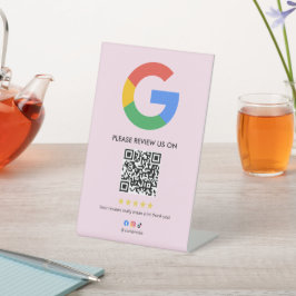 Business Google Review Tabletop Sign l QR Code Reclamebord Met Voetstuk