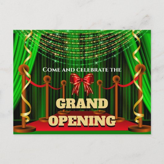 Business grand opende Red Green Gold VIP Aankondigingskaart (Voorkant)