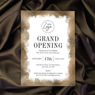 Business Grand Opening Gold Glitter Modern Logo Kaart