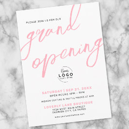 Business Grand Opening Logo Pink Elegant Kaart