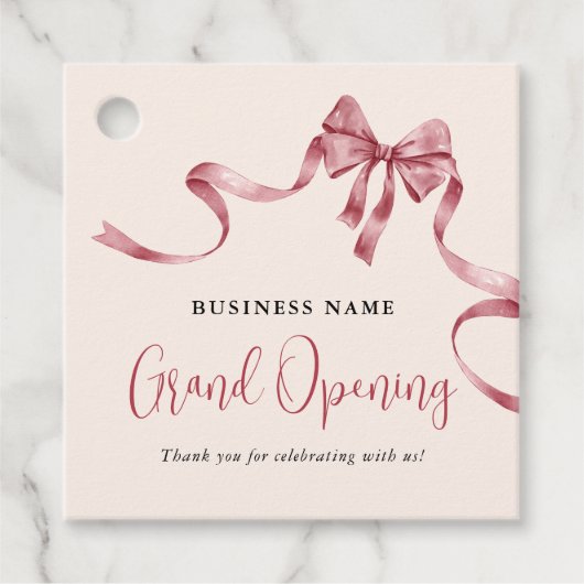 Business Grand Opening Modern rood lint Bedankjes Labels (Voorkant)