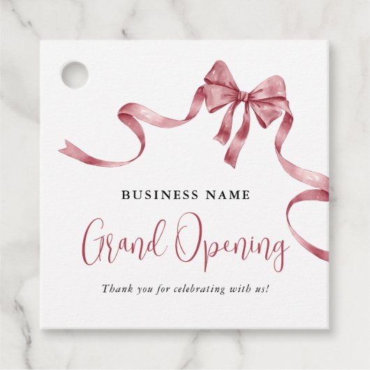 Business Grand Opening Modern rood lint Bedankjes Labels (Voorkant)