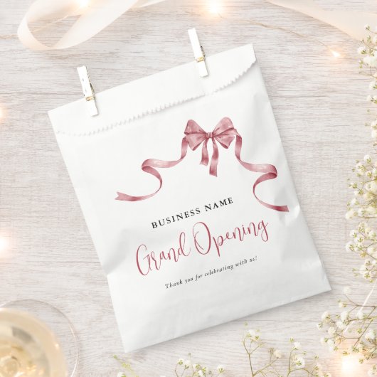 Business Grand Opening Modern rood lint Bedankzakje (Geknipt)