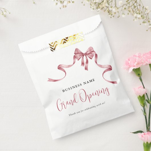 Business Grand Opening Modern rood lint Bedankzakje (Gezegeld)