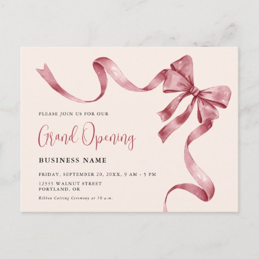 Business Grand Opening Moderne lintsnijden Uitnodiging Briefkaart (Voorkant)