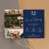 Business Grand Opening Navy Logo Minimalistische f Kaart