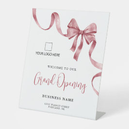 Business Grand Opening Ribbon Logo Welkom Reclamebord Met Voetstuk