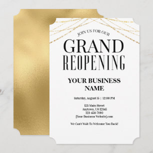 Business Grand ReOpening Faux Gold Kaart