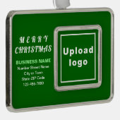 Business Green Framed Rectangle kerstversiering Verzilverd Omlijst Ornament (Rechts)