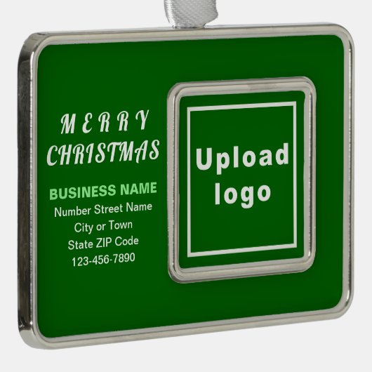 Business Green Framed Rectangle kerstversiering Verzilverd Omlijst Ornament (Rechts)