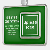 Business Green Framed Rectangle kerstversiering Verzilverd Omlijst Ornament (Links)