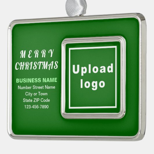 Business Green Framed Rectangle kerstversiering Verzilverd Omlijst Ornament (Links)