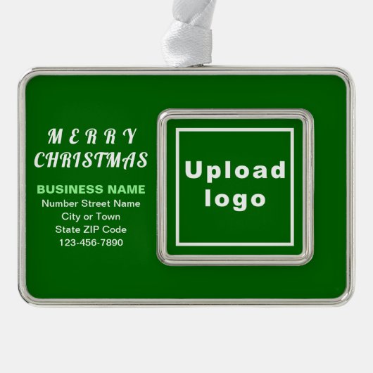 Business Green Framed Rectangle kerstversiering Verzilverd Omlijst Ornament (Voorkant)