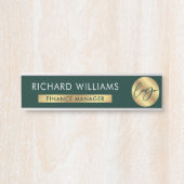 Business Green & Gold Logo Naam werknemer Functiet Deurbordje (Voorkant)