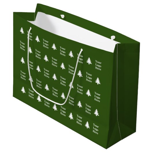 Business Green White-kerstbomen Uw Logo Groot Cadeauzakje (Voorkant Gekanteld)